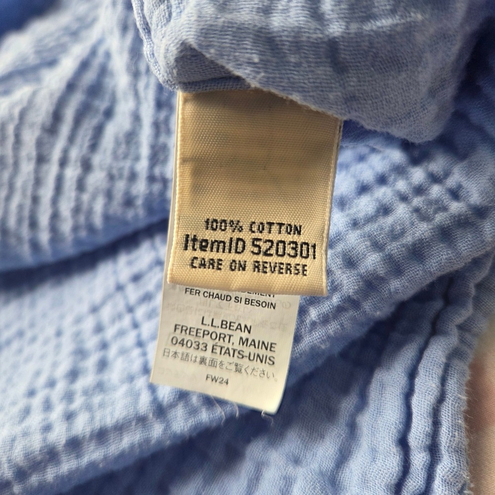 LL Bean Womens XL Petite Light Blue Gauze Cotton Button Down 100% Cotton Shirt - Picture 5 of 12